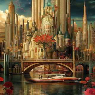 Engraventure style, Midjourney V6.1: megacity with futuristic bioarchitecture