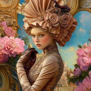 Engraventure style, Midjourney V6.1: haute-couture fashion outfit