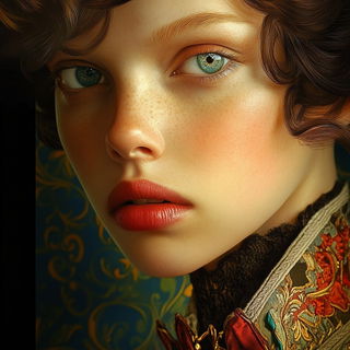 Engraventure style, Midjourney V6.1: photographic portrait of female protagonist