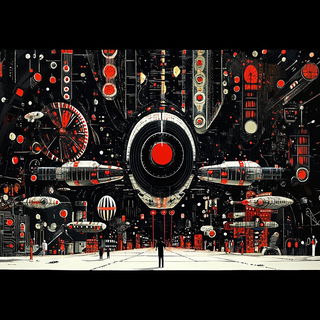 Fauvist Enamel Flux style, Midjourney V6.1: cinematic shot from sci-fi movie