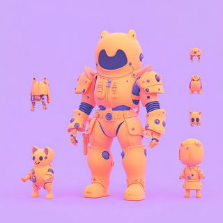 Prismatic Loomism style, Midjourney V6.1: concept art character design of retropunk steam knight