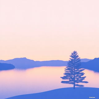 Prismatic Loomism style, Midjourney V6.1: realistic landscape photograph of quiet dawn