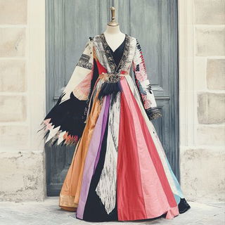 Porcelain Engine Rain style, Midjourney V6.1: haute-couture fashion outfit