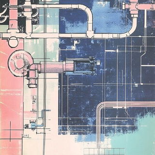 Porcelain Engine Rain style, Midjourney V6.1: technical infrastructure blueprint schematics