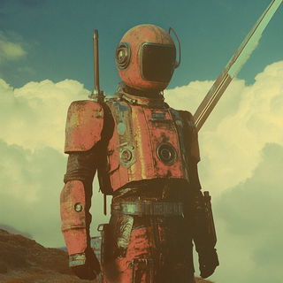 Blockprint Editorialism style, Midjourney V6.1: concept art character design of retropunk steam knight