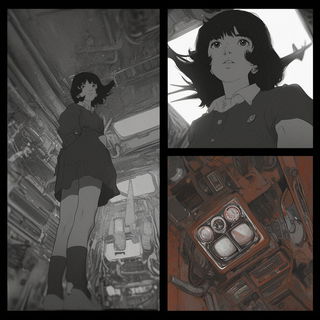 Blockprint Editorialism style, Midjourney V6.1: black-and-white manga comic strip