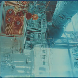 Blockprint Editorialism style, Midjourney V6.1: technical infrastructure blueprint schematics