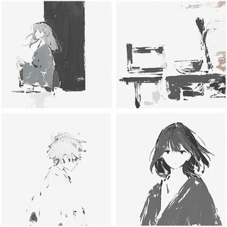 Islet Tessellation style, Midjourney V6.1: black-and-white manga comic strip