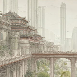 Redlintel style, Midjourney V6.1: megacity with futuristic bioarchitecture
