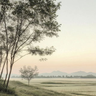 Redlintel style, Midjourney V6.1: realistic landscape photograph of quiet dawn