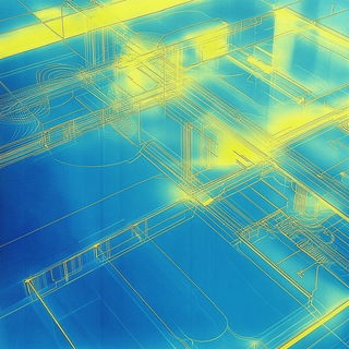 Cinemycete style, Midjourney V6.1: technical infrastructure blueprint schematics