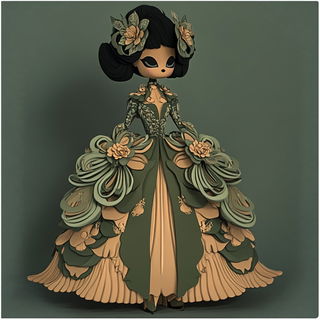 Redream Paper Mill style, Midjourney V6.1: haute-couture fashion outfit