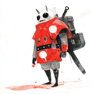 Posterpane style, Midjourney V6.1: concept art character design of retropunk steam knight