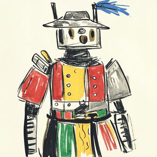 Misregistration Red style, Midjourney V6.1: concept art character design of retropunk steam knight