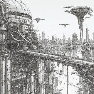 Cloudroot Expeditions style, Midjourney V6.1: megacity with futuristic bioarchitecture