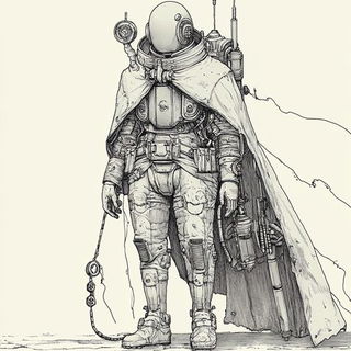 Cloudroot Expeditions style, Midjourney V6.1: concept art character design of retropunk steam knight