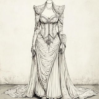 Cloudroot Expeditions style, Midjourney V6.1: haute-couture fashion outfit
