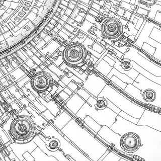 Cloudroot Expeditions style, Midjourney V6.1: technical infrastructure blueprint schematics
