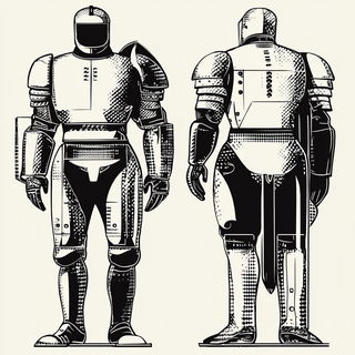 Manganoglyph style, Midjourney V6.1: concept art character design of retropunk steam knight