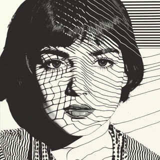 Manganoglyph style, Midjourney V6.1: photographic portrait of female protagonist