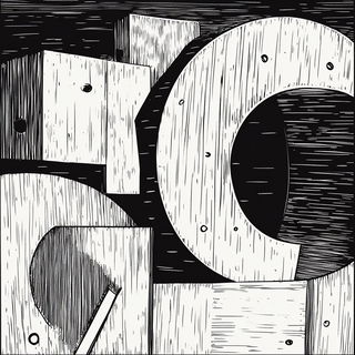 Manganoglyph style, Midjourney V6.1: typographic composition with large letters