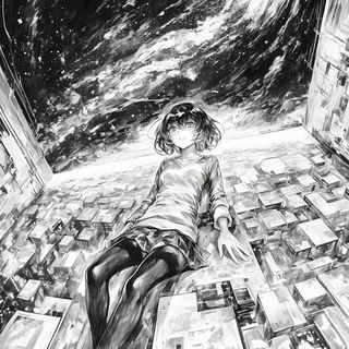 Stratocitadelle style, Midjourney V6.1: black-and-white manga comic strip