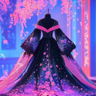 Chromafangism style, Midjourney V6.1: haute-couture fashion outfit