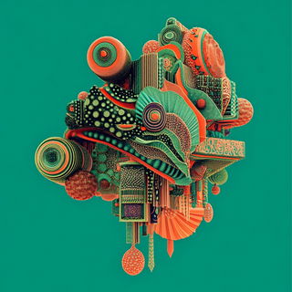 Aviarchroma style, Midjourney V6.1: abstract 3D render