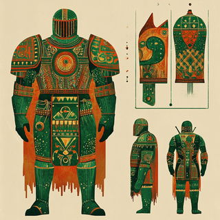 Aviarchroma style, Midjourney V6.1: concept art character design of retropunk steam knight
