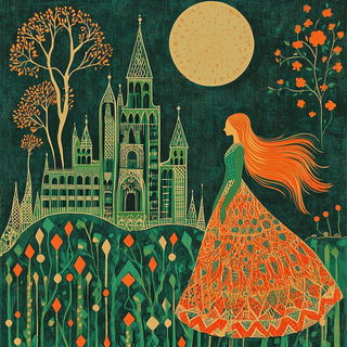 Aviarchroma style, Midjourney V6.1: retro fairy-tale illustration