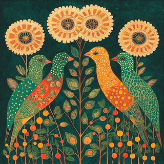 Aviarchroma style, Midjourney V6.1: traditional folk art