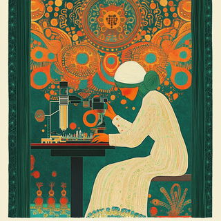 Aviarchroma style, Midjourney V6.1: editorial illustration for popular scientific magazine cover
