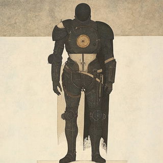 Pyroclast Inkwild style, Midjourney V6.1: concept art character design of retropunk steam knight