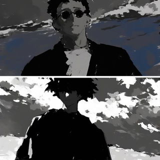 Terracarnival style, Midjourney V6.1: black-and-white manga comic strip