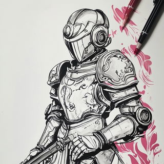 Cryoveil style, Midjourney V6.1: concept art character design of retropunk steam knight