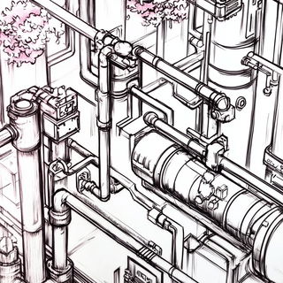 Cryoveil style, Midjourney V6.1: technical infrastructure blueprint schematics