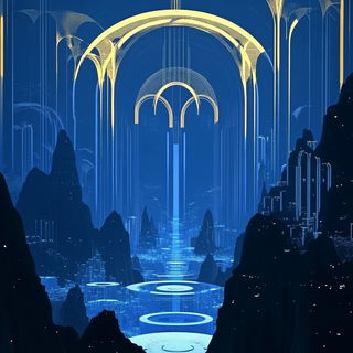Ocheromontage style, Midjourney V6.1: megacity with futuristic bioarchitecture