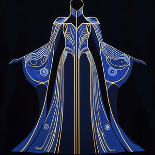 Ocheromontage style, Midjourney V6.1: haute-couture fashion outfit
