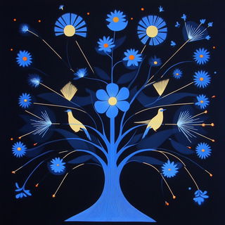 Ocheromontage style, Midjourney V6.1: traditional folk art