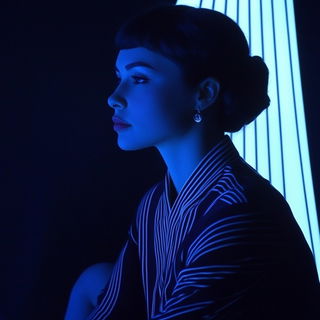 Ocheromontage style, Midjourney V6.1: photographic portrait of female protagonist