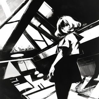 Glyphscape style, Midjourney V6.1: black-and-white manga comic strip