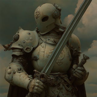 Cypress Tension style, Midjourney V6.1: concept art character design of retropunk steam knight