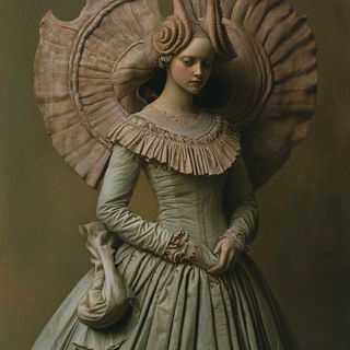 Cypress Tension style, Midjourney V6.1: haute-couture fashion outfit