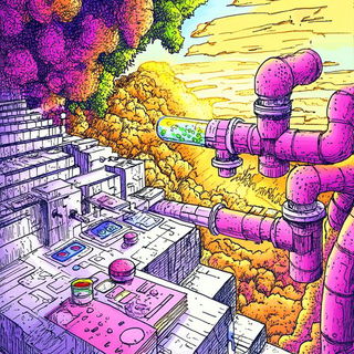 Bioluxure style, Midjourney V6.1: editorial illustration for popular scientific magazine cover
