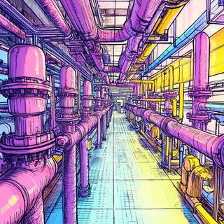 Bioluxure style, Midjourney V6.1: technical infrastructure blueprint schematics