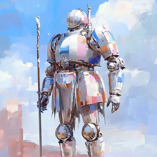 Inklimn style, Midjourney V6.1: concept art character design of retropunk steam knight