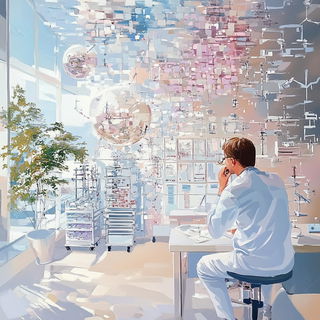 Inklimn style, Midjourney V6.1: editorial illustration for popular scientific magazine cover