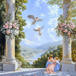 Inklimn style, Midjourney V6.1: classical 18th-century oil painting