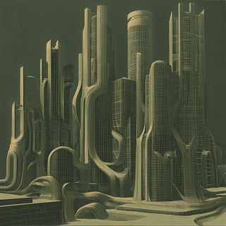 Cloudburst Resist style, Midjourney V6.1: megacity with futuristic bioarchitecture