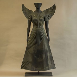 Cloudburst Resist style, Midjourney V6.1: haute-couture fashion outfit